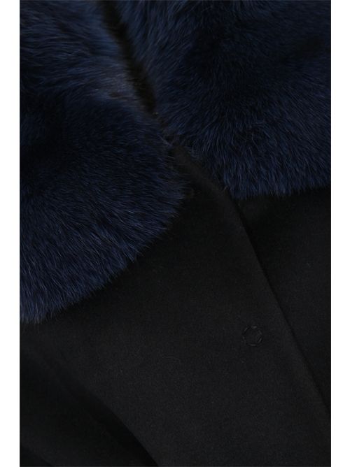 Cappotto CD1211 in misto lana con pelliccia di volpe Blu YES LONDON | CD1211BLU/BLU